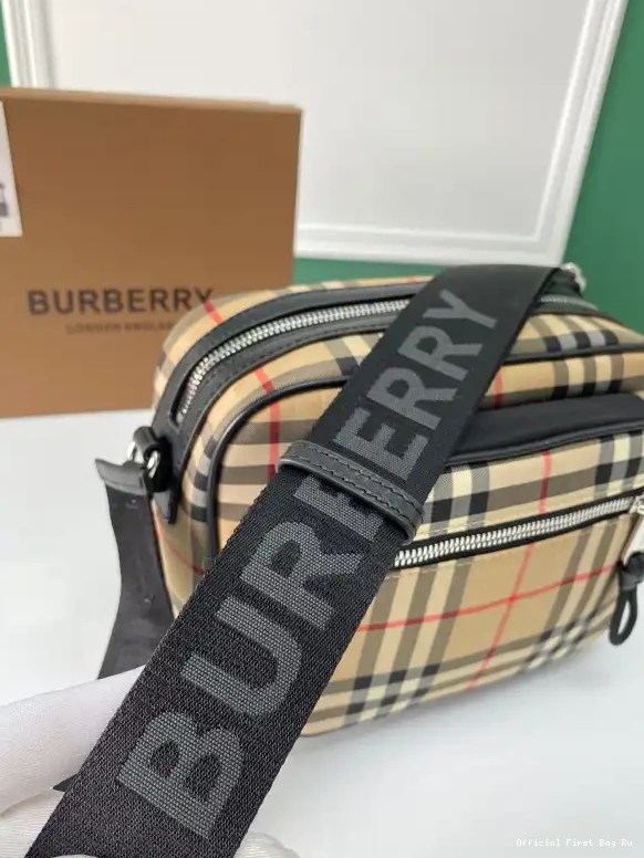 Official First Bag Ru Check Leather BURBERRY Crossbody Vintage Bag and 0606